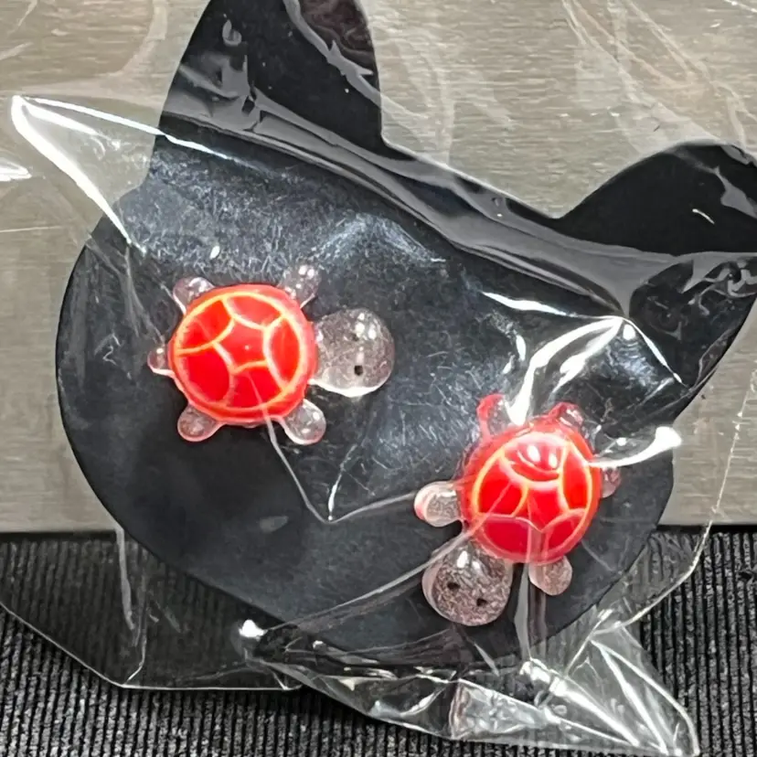 Red Glow In The Dark Turtle Stud Earrings Made By Me
