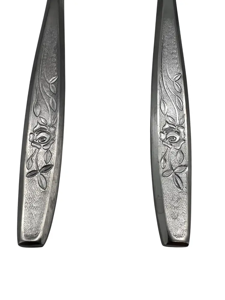 6-Piece Vintage Hull Stainless Steel Serving Set Viscount Pattern Floral Design