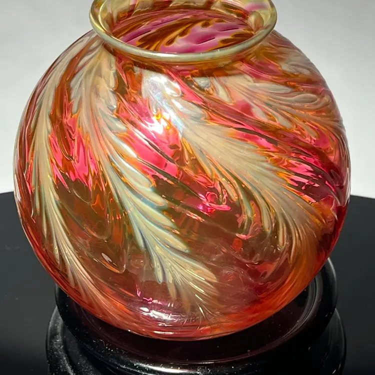 Vintage Charles Lotton Cascading Wisteria Glass Vase