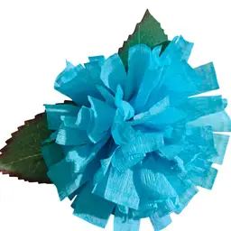 Vibrant Crepe Paper Flowers Made By Me Turquoise Blue Color Marigold Carnation Blossom 3.5-4” Diameter Blossom And 5.5-6” Tall Overall