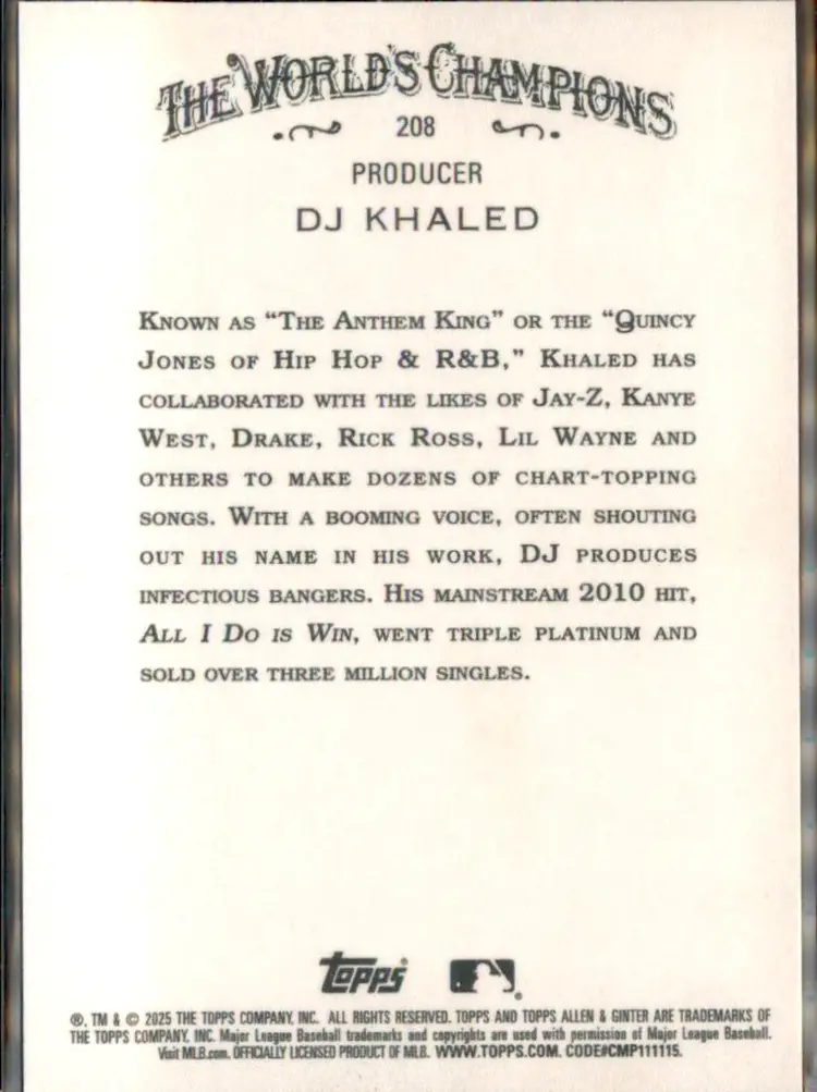 2025 Topps Allen & Ginter #208 DJ Khaled - (135) -