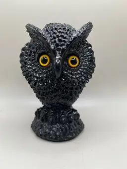 #01 Vintage Hand Carved Owl Paperweight ~ Coal Carved From Pennsylvania