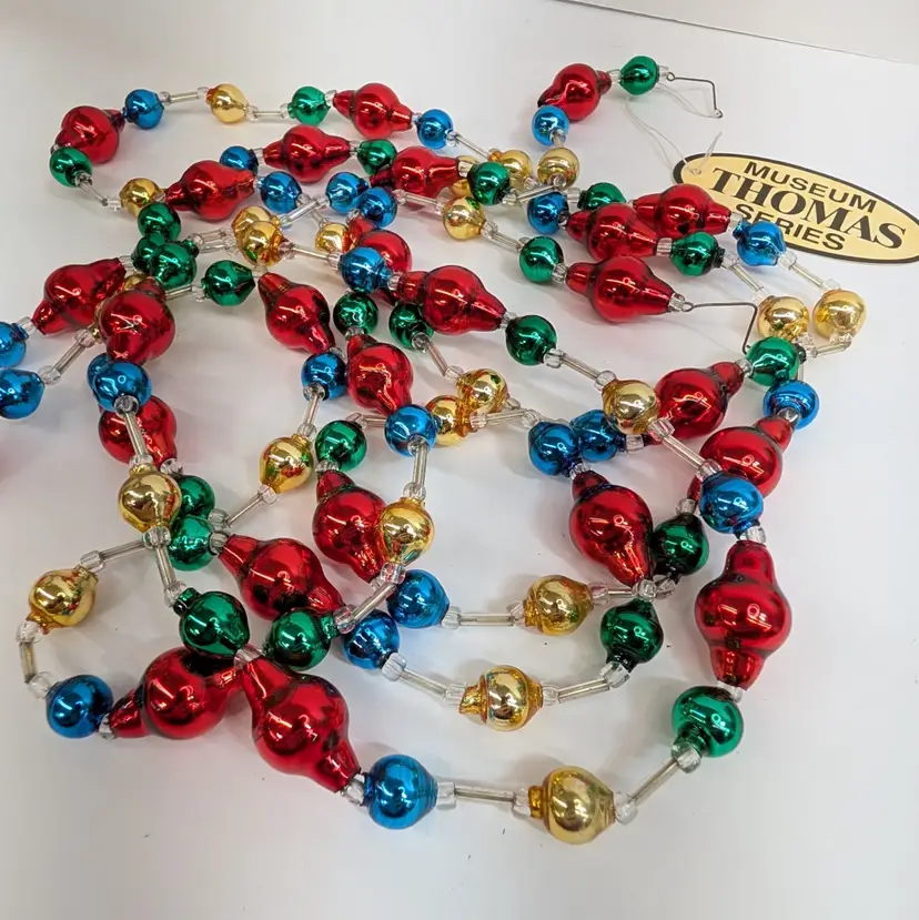 Set of 4 Thomas Pacconi 9' Hand Blown Glass Beaded Garlands Christmas Multicolor