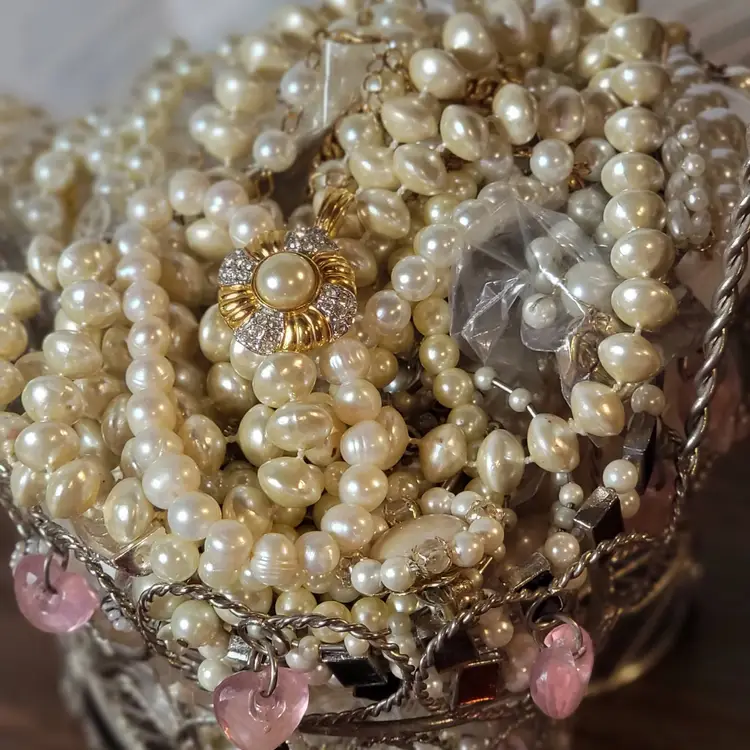 A pink heart basket of pearls!