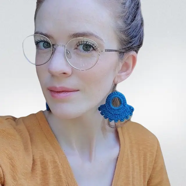 Blue Vintage Cotton Crocheted Earrings