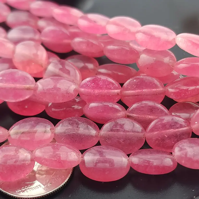 20pcs Small Pink Quartz Oval Beads 11x9MM #BC121