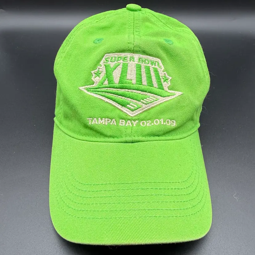 Super Bowl XLIII 2009 Hat Cap Lime Green Strap Back NFL Reebok Football Tampa