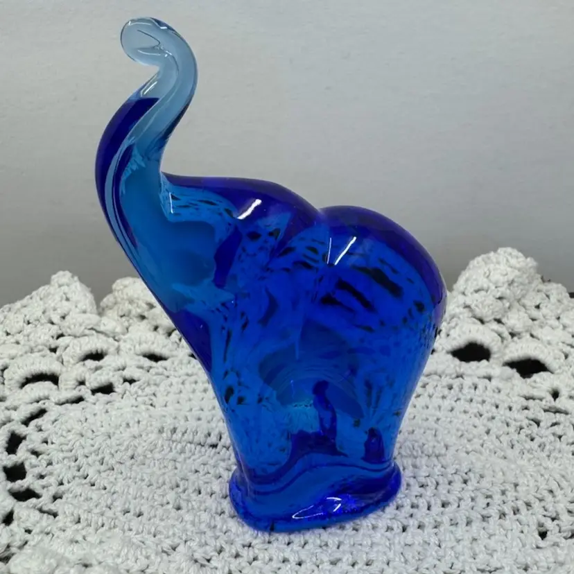 Glowy Cobalt Glass Elephant, 5”