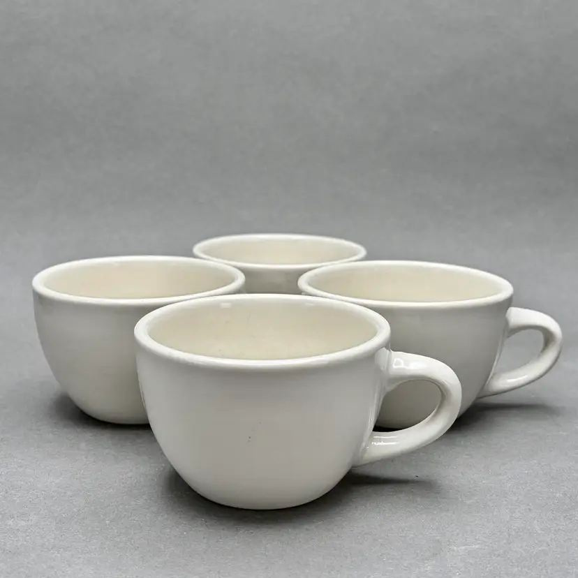 Set of 4 Vintage Beige Restaurant Ware Coffee Cups