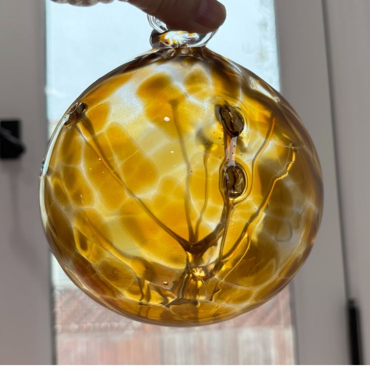 Pairpoint Hand Blown Glass Ball - Tree Of Life, Original Sticker