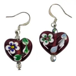 Glass Heat Earrings Pierced Flowers