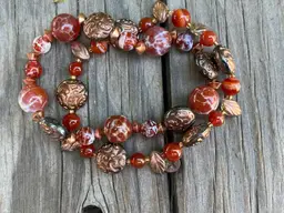 Carnelian Dragon Vein Copper Stretch Bracelet Set