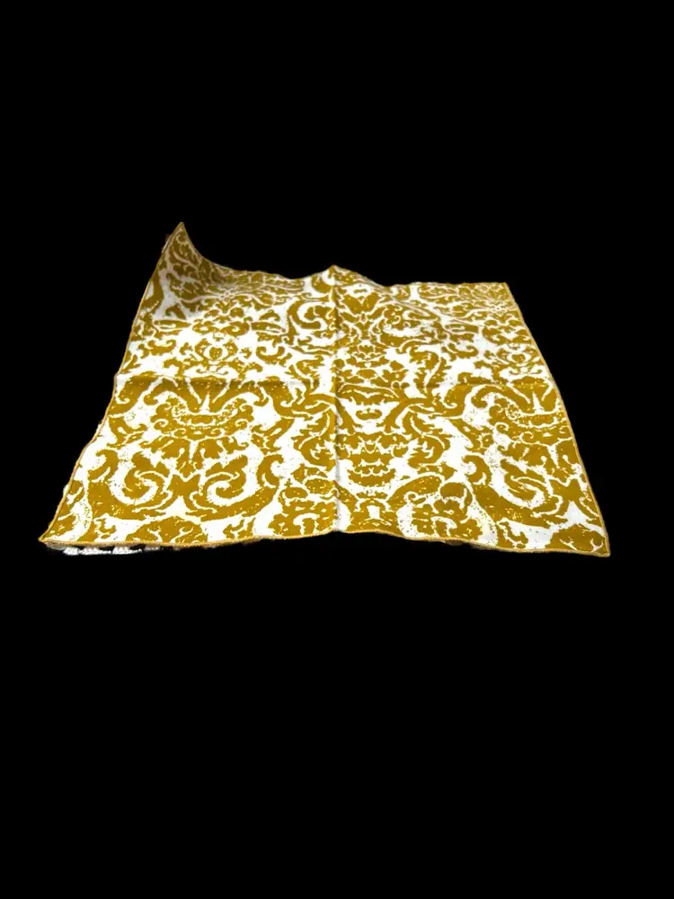 Set Of 4 Gold And White Retro Cloth Dinner Napkins 14.5"