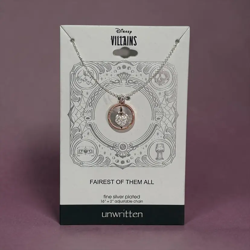 Unwritten Disney Villains Fairest Of Them All Necklace Snow White Silver Plated 16" + 2" Adjustable Chain