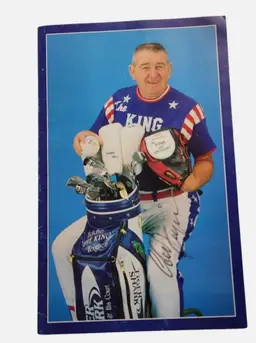 1995 Eddie Feigner Signed Program 'The King & His Court' w/ 3 Other Autographs