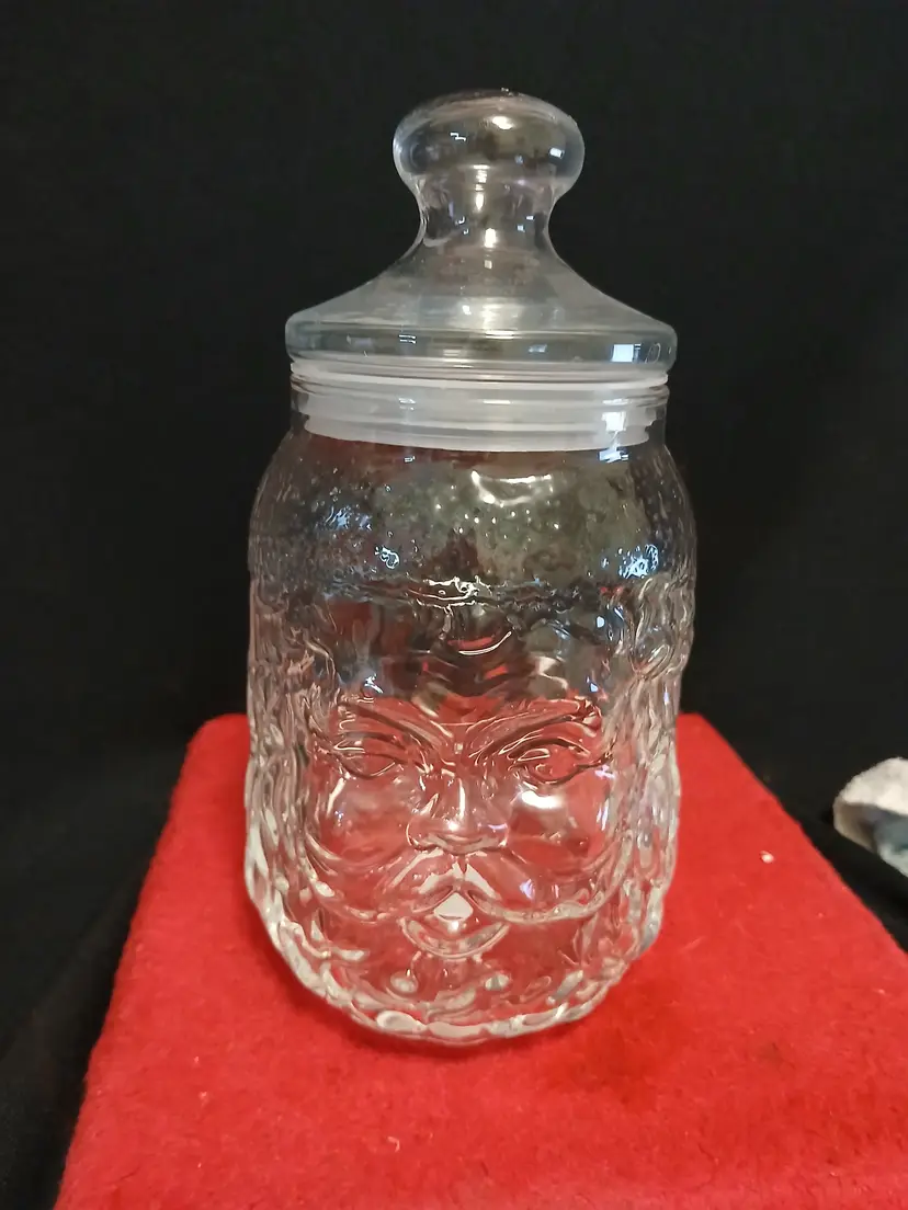 Vintage Santa Claus Glass  Jar