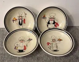 Set of 4 HD Designs Le Chef 4" Dip/Saucer Bowls #3167