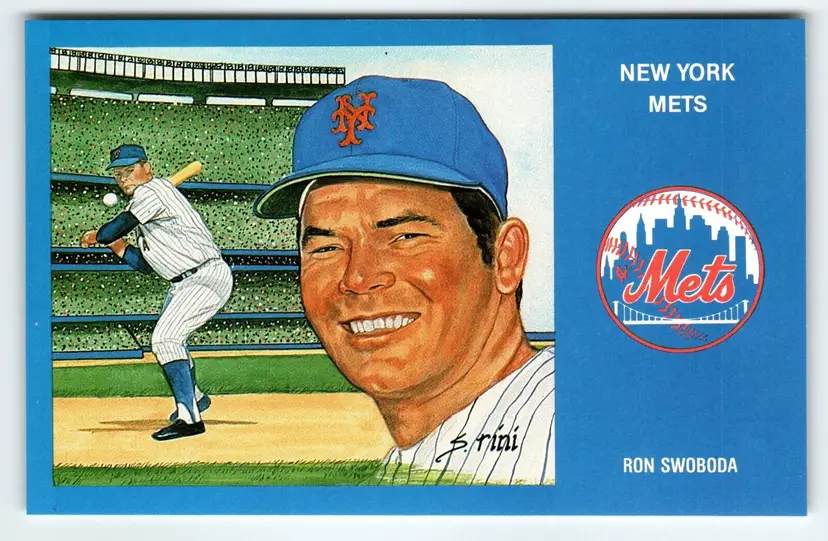 1969 NY Mets Baseball Postcard Susan Rini Ron Swoboda Unused Limited Edition