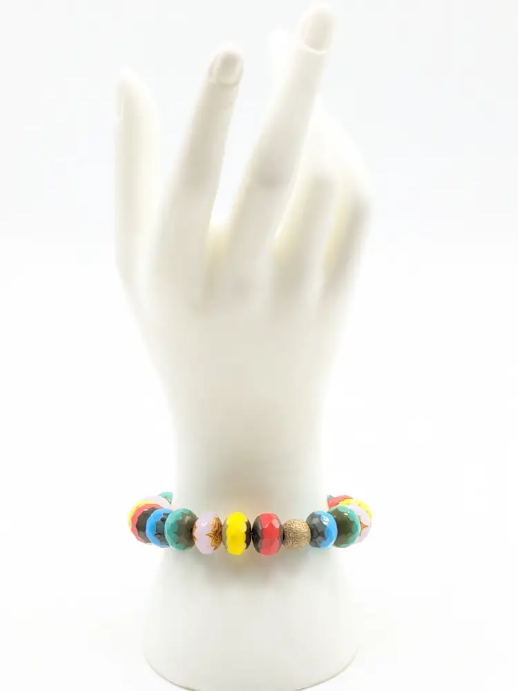 Sisco Berluti Czech Glass Colorful Stretch Bracelet