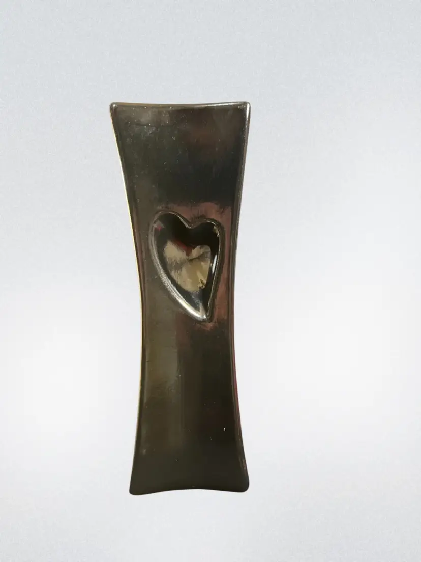 10" High Black Semi Glossy Ceramic with Cut Out Hearts