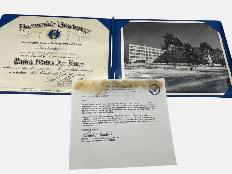 USAF Honorable Discharge Certificate & Keesler Medical Center Letter & Photo