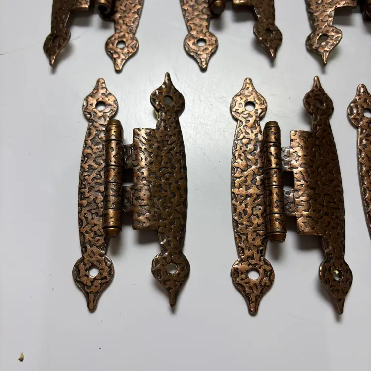 Vintage Brass Hinges Hammered Kitchen Cupboard 12 Piece 3.5”