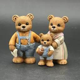 Homco #1450 Football Bear Family Figurines VTG Set of 2 Dad Mom Son Boy