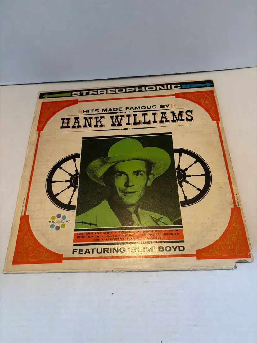 Vintage Vinyl Hank WIlliams "Hits Made Famous by Hank Williams" by Spin Rama