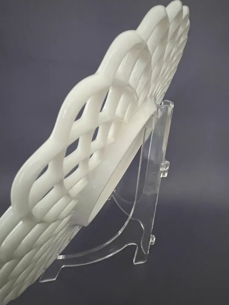 Vintage Fenton White Milk Glass Lacy Edge Cake Plate 12.5”