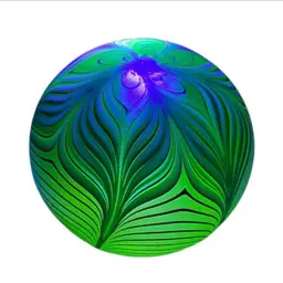 Orient & Flume vaseline glass pulled-feather paperweight, signed