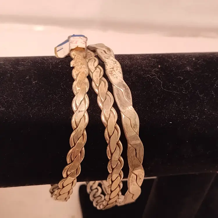 VTG 3 Estate Taxco Mexico Braided Sterling Silver 8” Bangle Bracelet