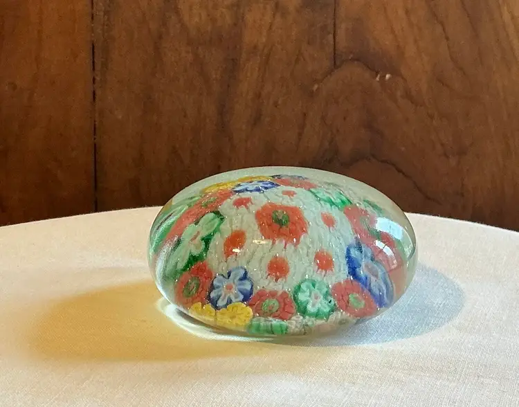 Paperweight Millefiori Multicolored Vintage Glass