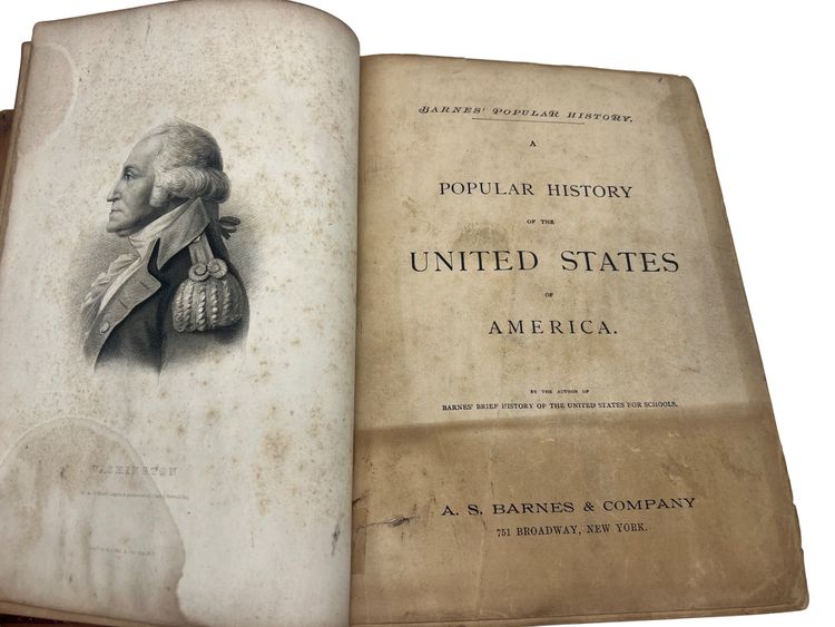 1878 Barnes’ Popular History of the United States, leather, 680pp, A.S. Barnes