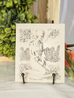 Soapstone Etching "Woman In Prayer"