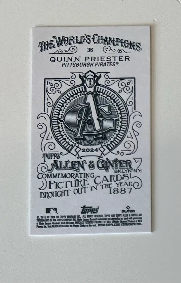 Quinn Priester RC A&G Back Mini Pittsburgh Pirates