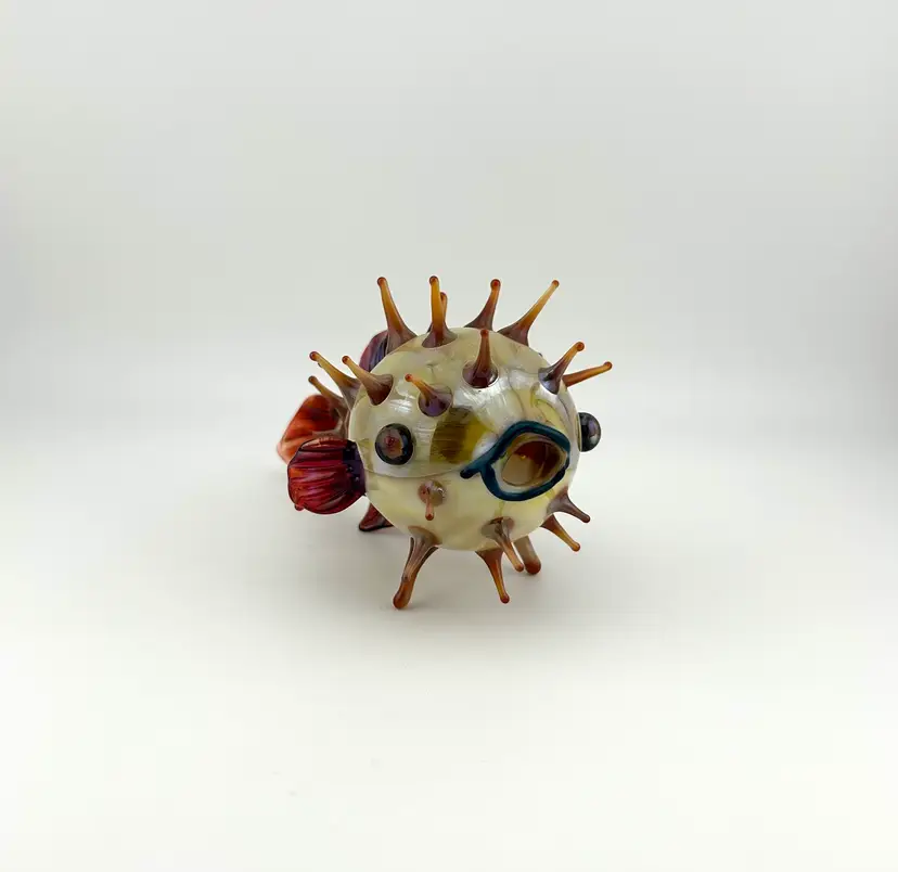 Art Glass Pufferfish 5.25”x 3.25”x 3.5”