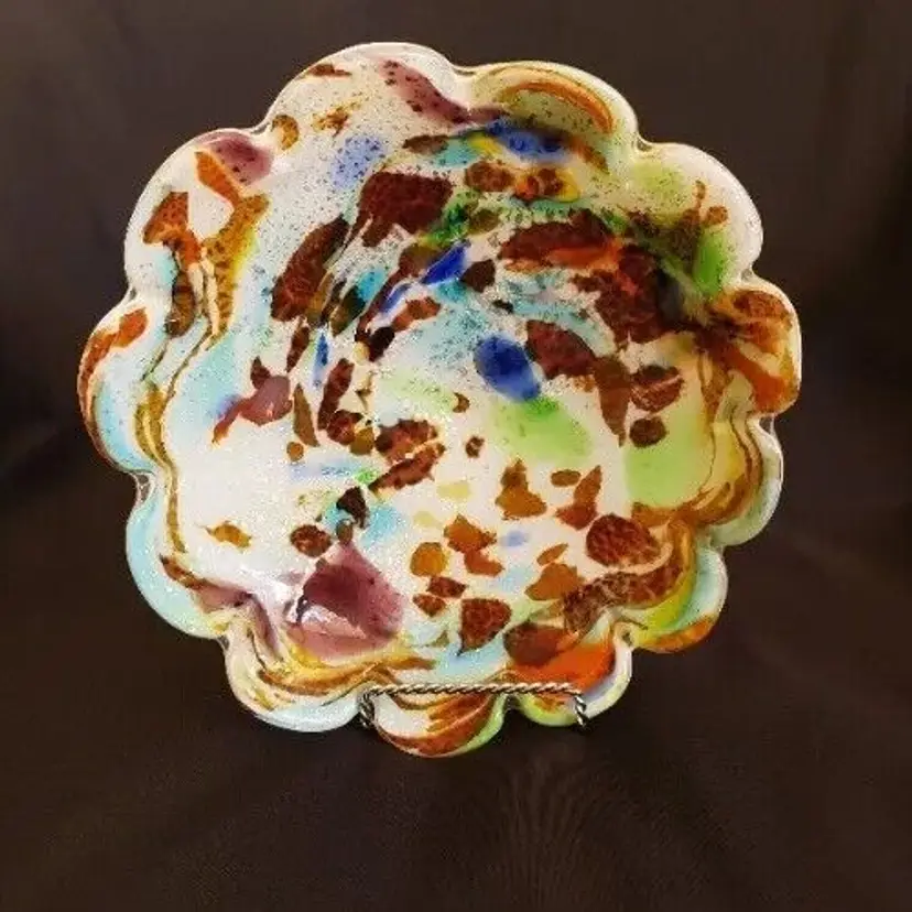 Art Glass Unbranded Tutti Frutti Hand Blown Bowl Multicolored