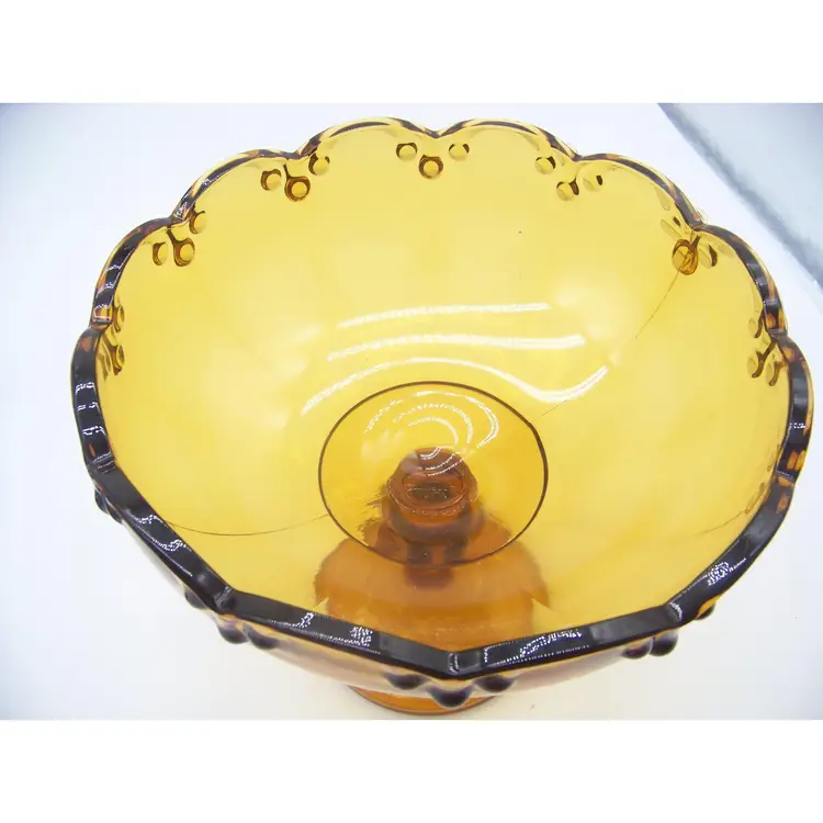 Vintage Indiana Amber Glass Compote Garland/Teardrop Pattern