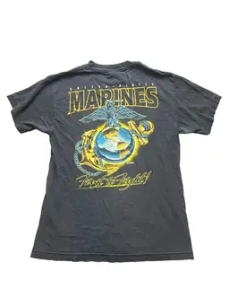 United States Marines Shirt Adult Medium Black First to Fight 7.62 Design Mens