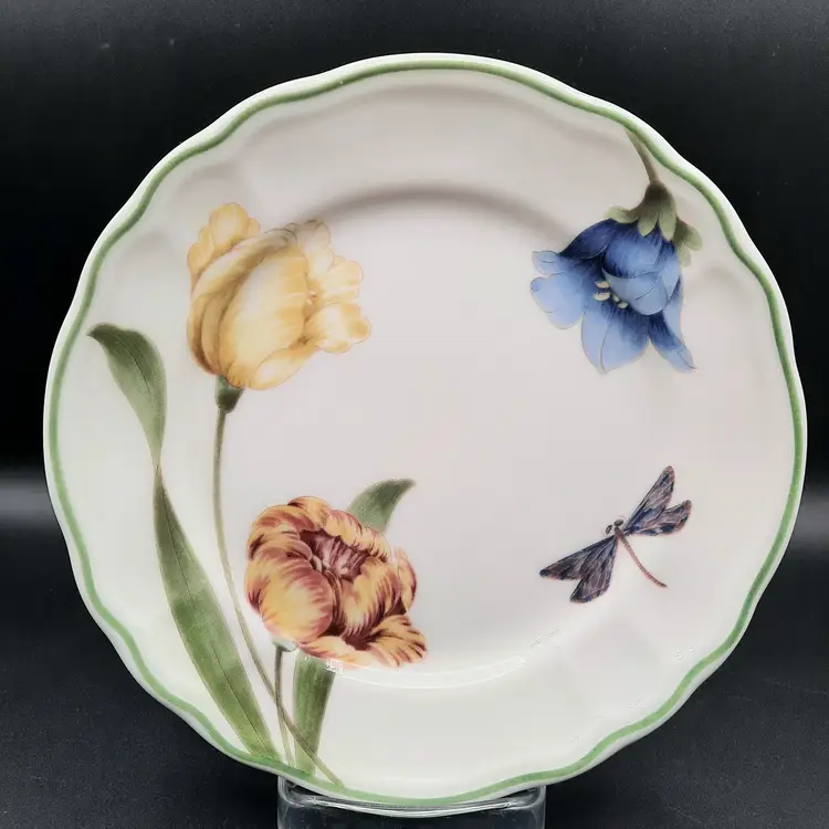 Epoch Exclusives Summer Meadow Floral Butterfly Salad Dessert Plates Set of 4