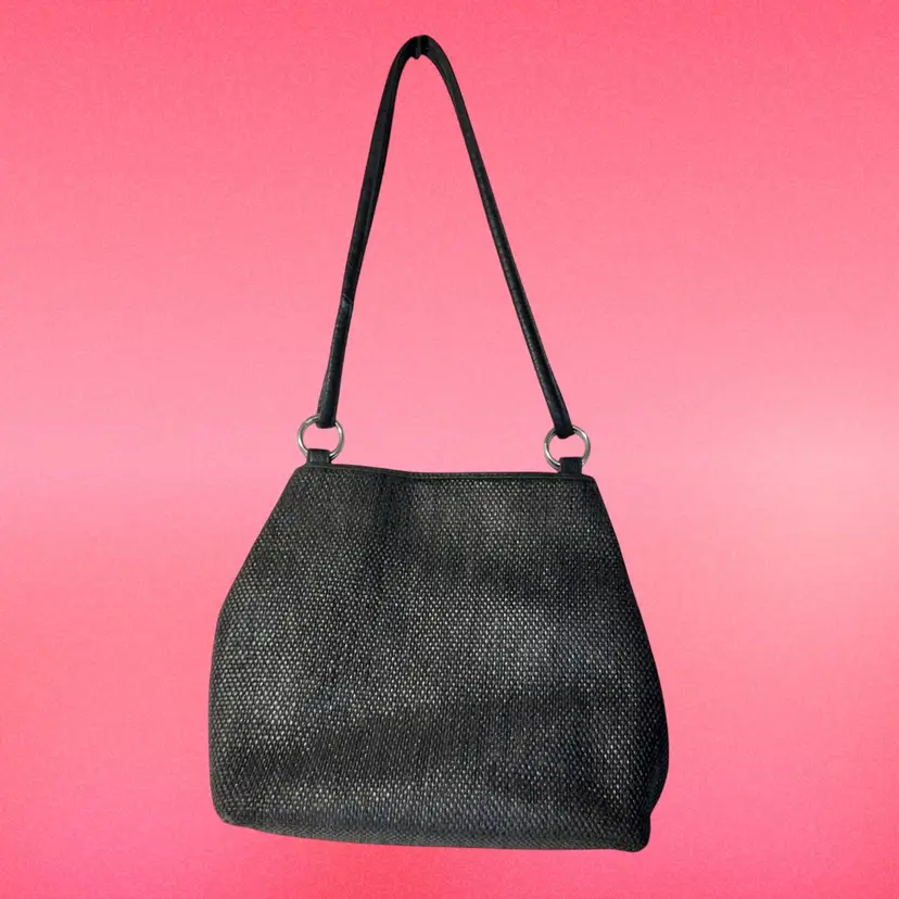 Charter Club Classics Black Woven Shoulder Bag 12x9x5 Silver Hardware