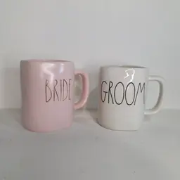 Rae Dunn "Bride" and "Groom" Mugs