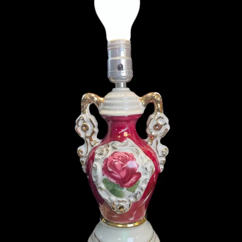 Ulrich Victorian Ceramic Glazed Urn 1940s Bedside Lamp