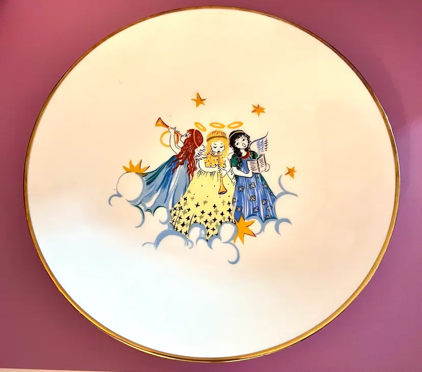 Vintage Bavaria Hutschenreuther Christmas Plate Musical Angels 10”
