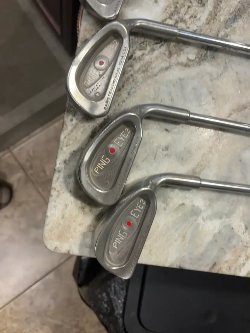 Ping Eye 2 Red Dot Iron Set 1-9, W Steel Shaft Stiff Flex Silver Black Golf Pride Grips