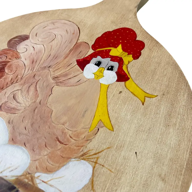 Large Wooden Hand Painted Chicken Wall Hanging Paddle