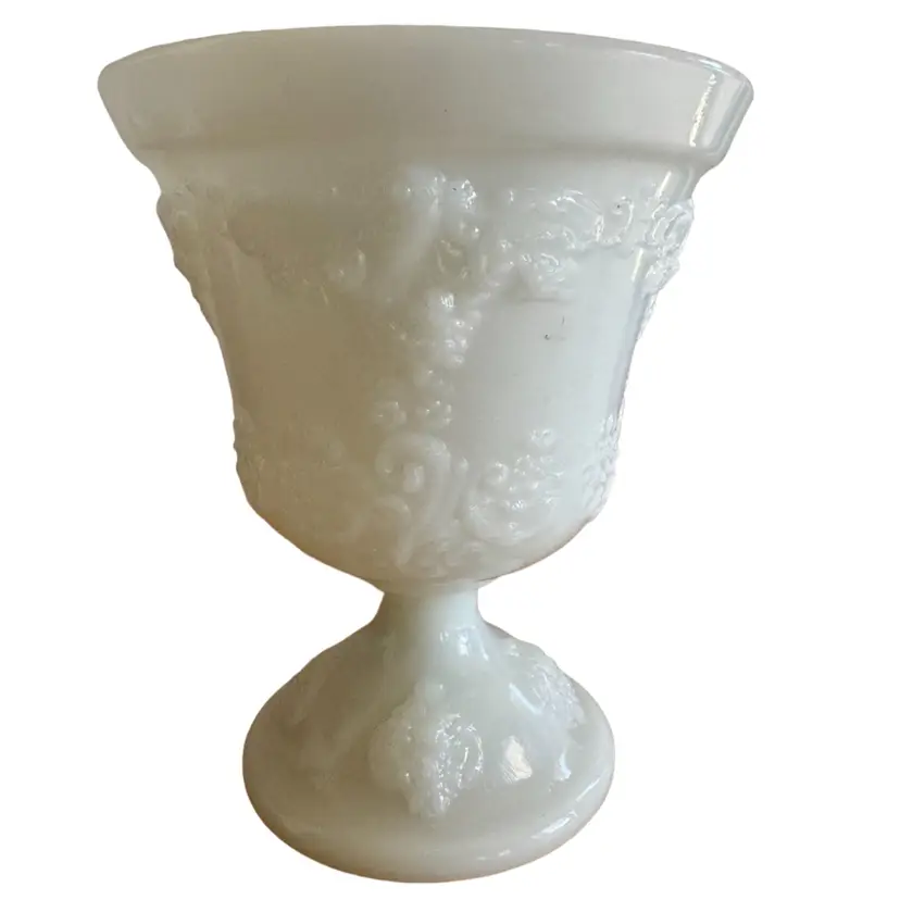 Vintage E.O. Brody Co. Milk Glass Pedestal Flower Vase Planter M4300