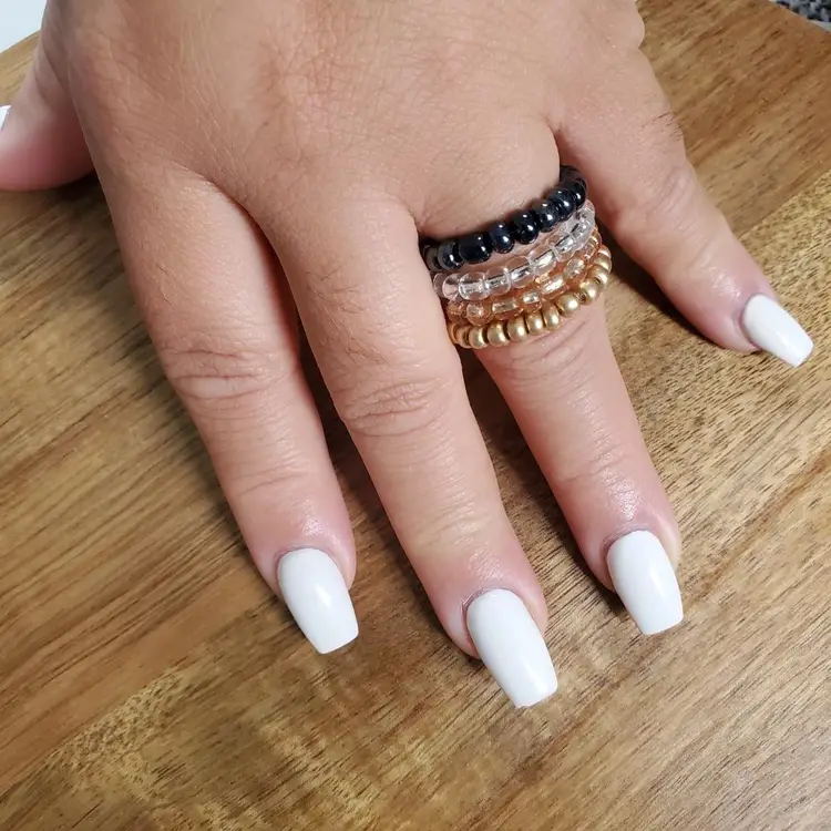 Seed Bead Flexible Ring Set - Champagne