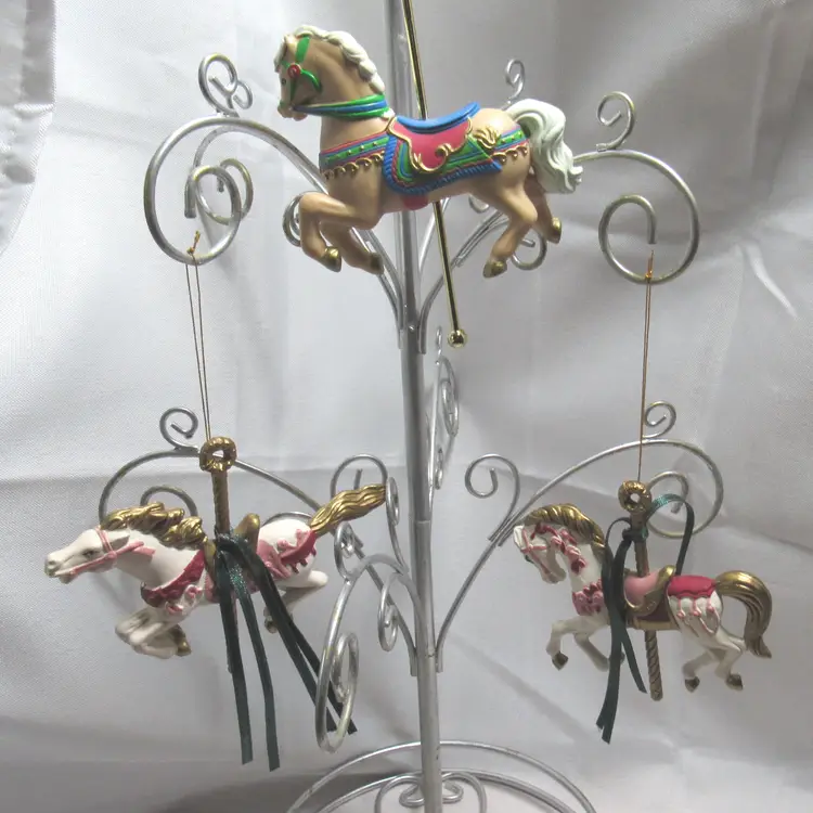 3 Carousel Horse Christmas Ornaments