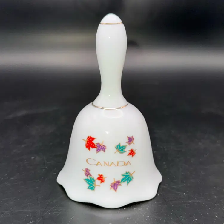 Vintage Glazed Porcelain Canada Souvenir Bell 4.5”